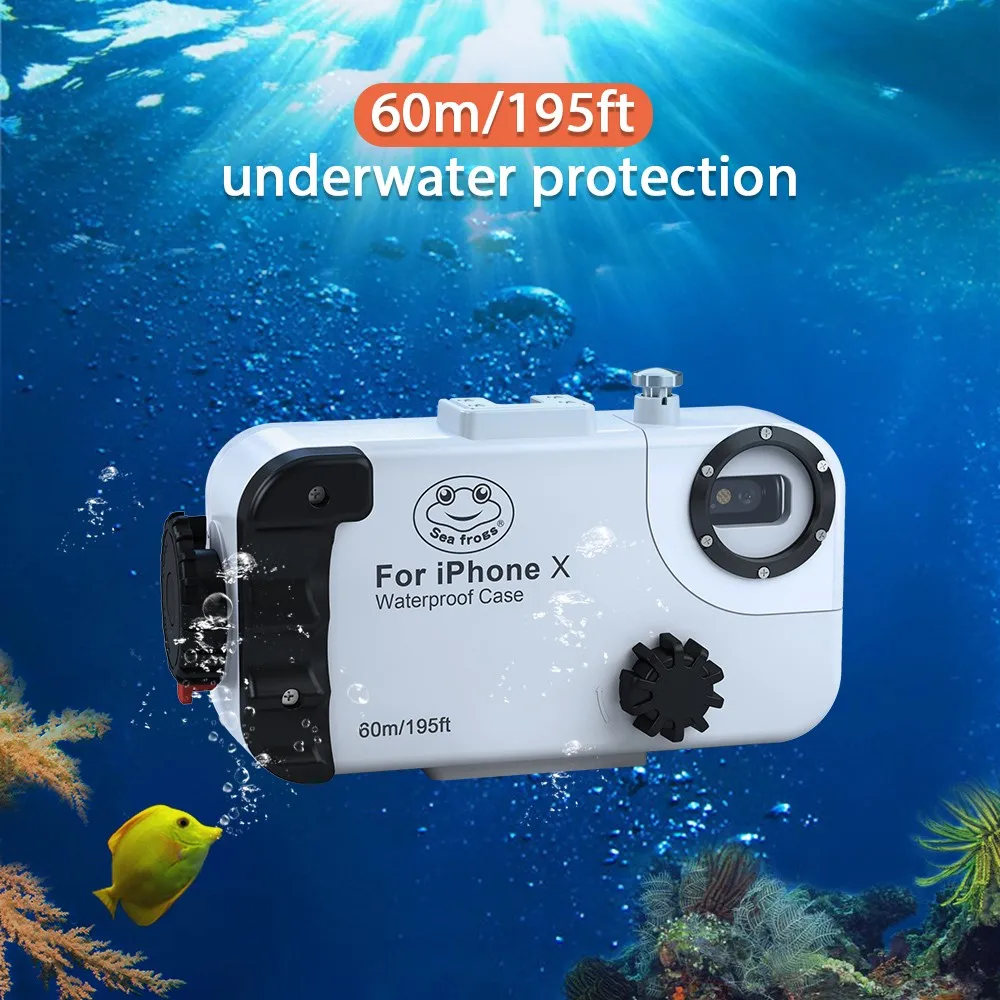 Водонепроницаемый подводный чехол SeaFrogs 60 м/195 футов для iPhone X белая сумка X|Сумки