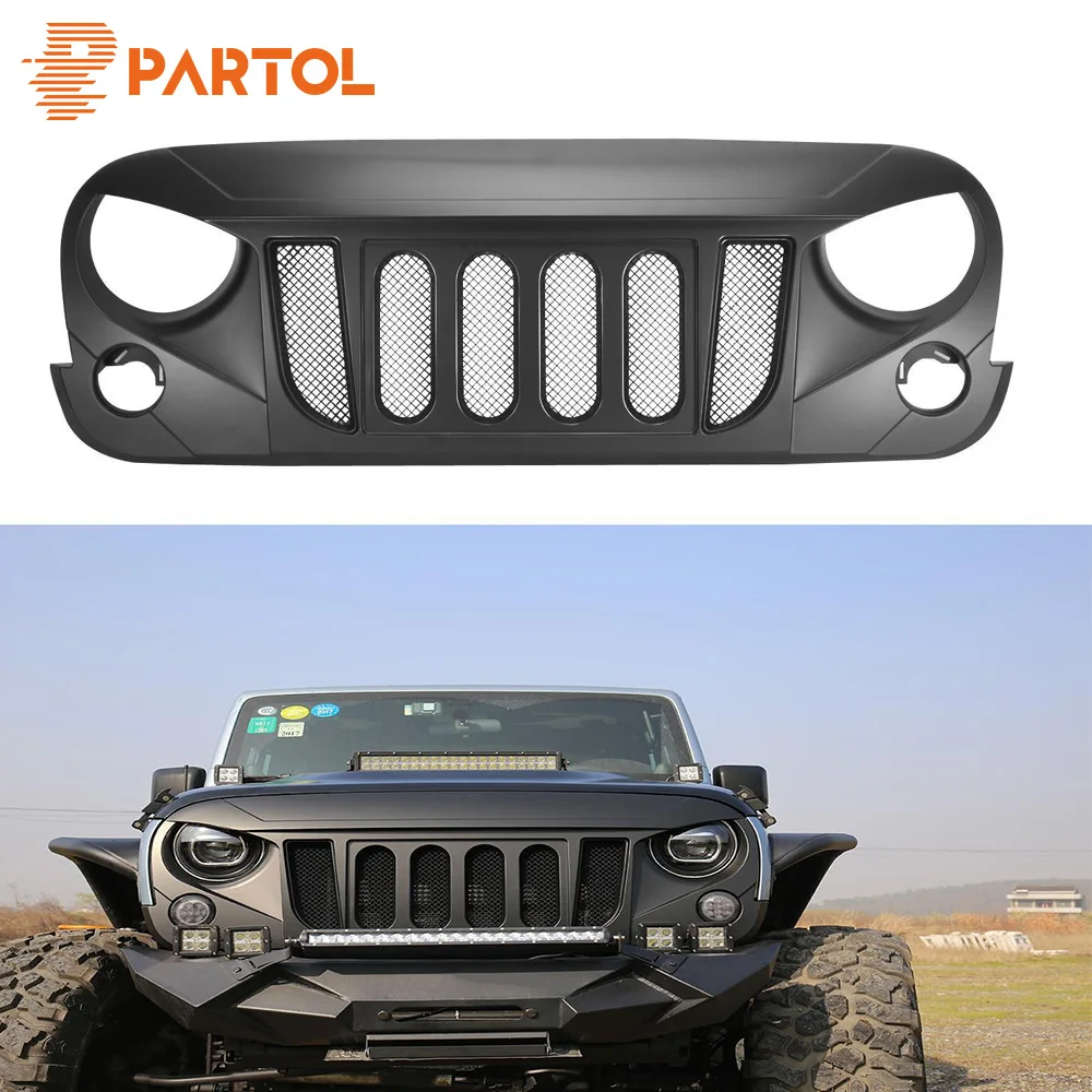 Partol Mesh Гриль вставить решетка сетки переднего бампера гриль ForJeep Wrangler JK 2DR/4DR 2007-2017