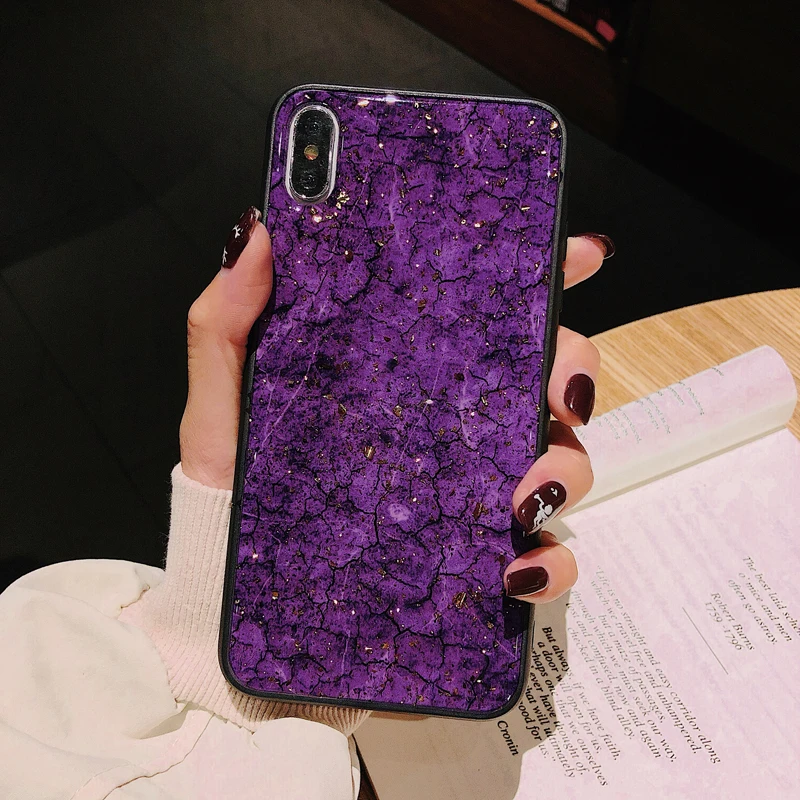 Only Case purple Роскошный чехол для телефона с золотыми блестками и мрамором для Samsung S10 5G S9 S8 Plus S10E Note 10 9 8 A50 A70 A7 A9 блестящая задняя крышка из фольги - Цвет: Only Case purple
