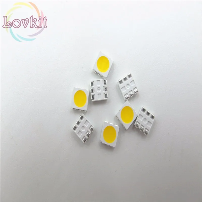 100 шт. PLCC-6 5050 Белый SMD светодиодный 3-чипов ультра яркий светильник Светодиоды SMD/SMT чип лампы для автомобильных лодка велосипед "сделай сам"