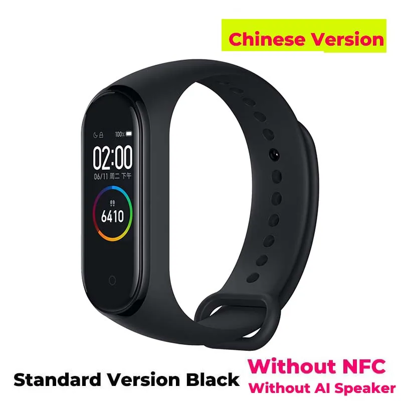 CN Standard Version Глобальный Xiaomi mi группа 4 цвета Экран браслет сердечного ритма Фитнес новые mi Группа 4 Bluetooth 5,0 50 м плавание mi нг Водонепроницаемый - Цвет: CN Standard Version