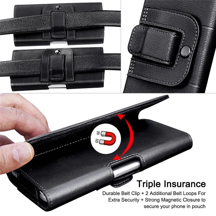 Luxe Pocket Lederen Magnetische Portemonnee Telefoon case Voor iPhone 5.0 5.5 Inch Koeienhuid Haak Loop Holster Zachte Terug co