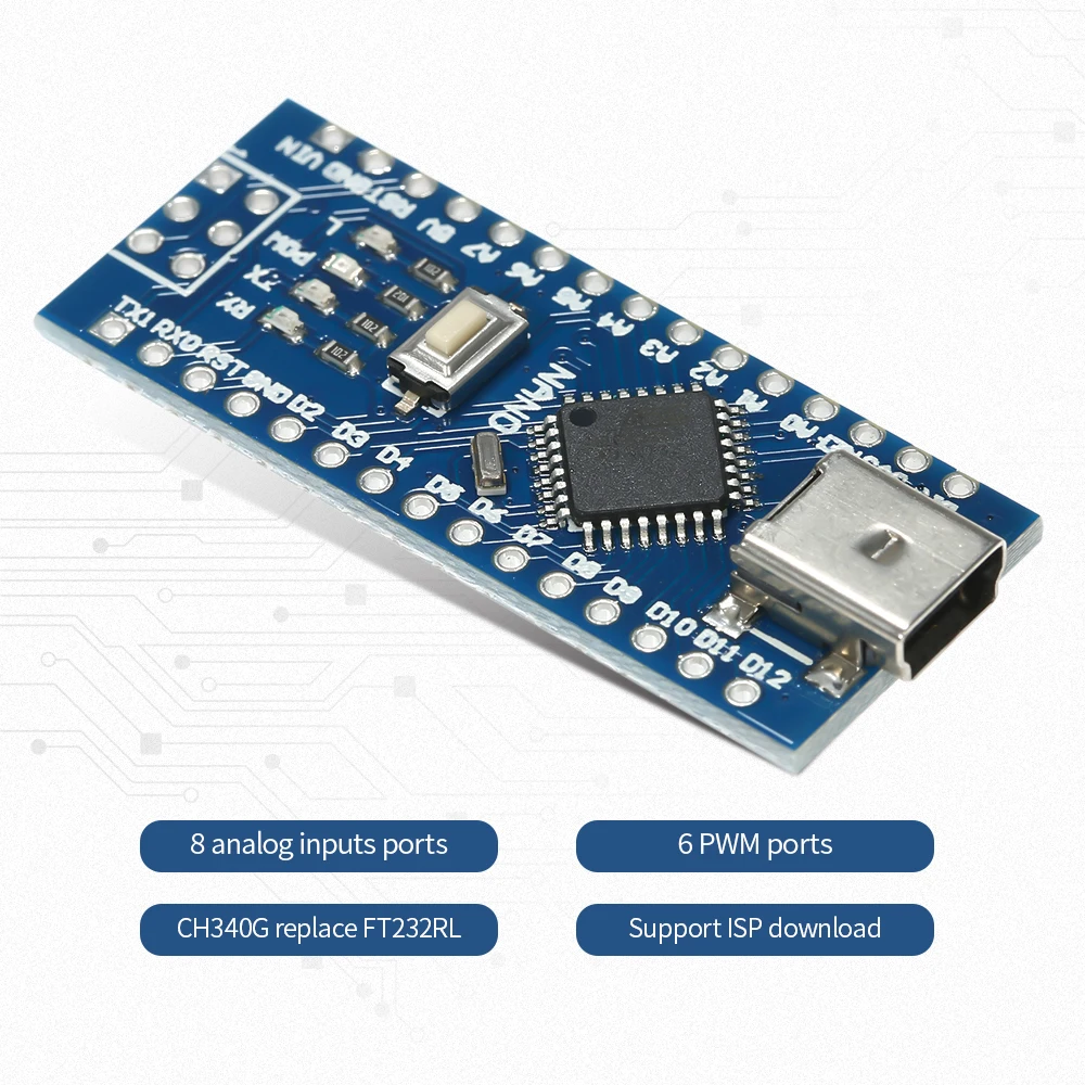 Nano V3.0 ATmega328P плата контроллера CH340G USB драйвер с кабелем для Arduino|Детали