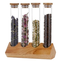 creative wooden coffee beans flower tea display rack stand glass test tube sealed storage decorative ornaments