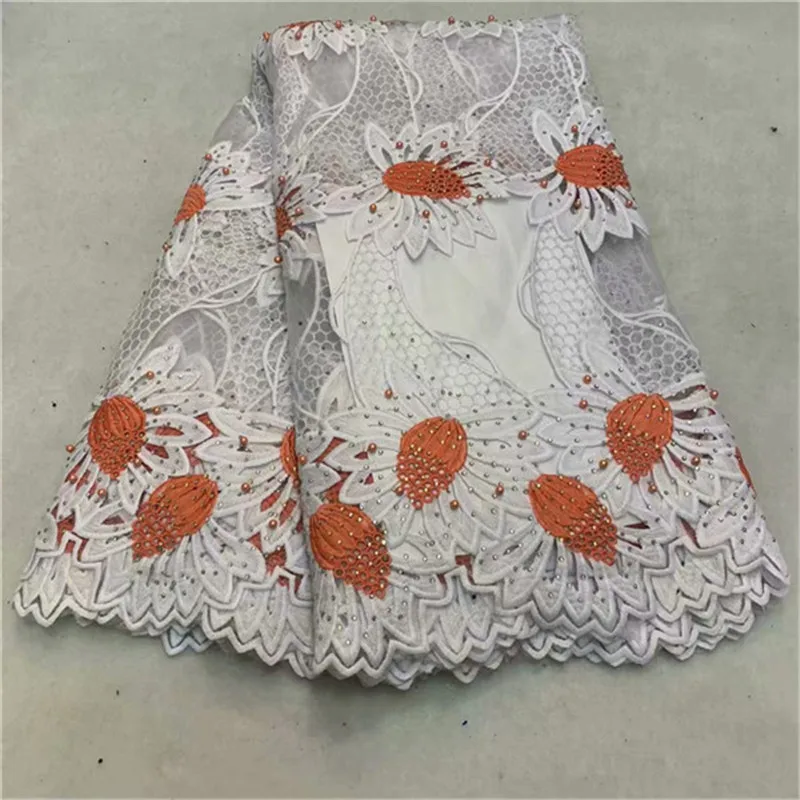 

2019 New Design Nigeria Wedding African Lace Fabric With Stones Embroidery African French Tulle Lace Fabric High Quality