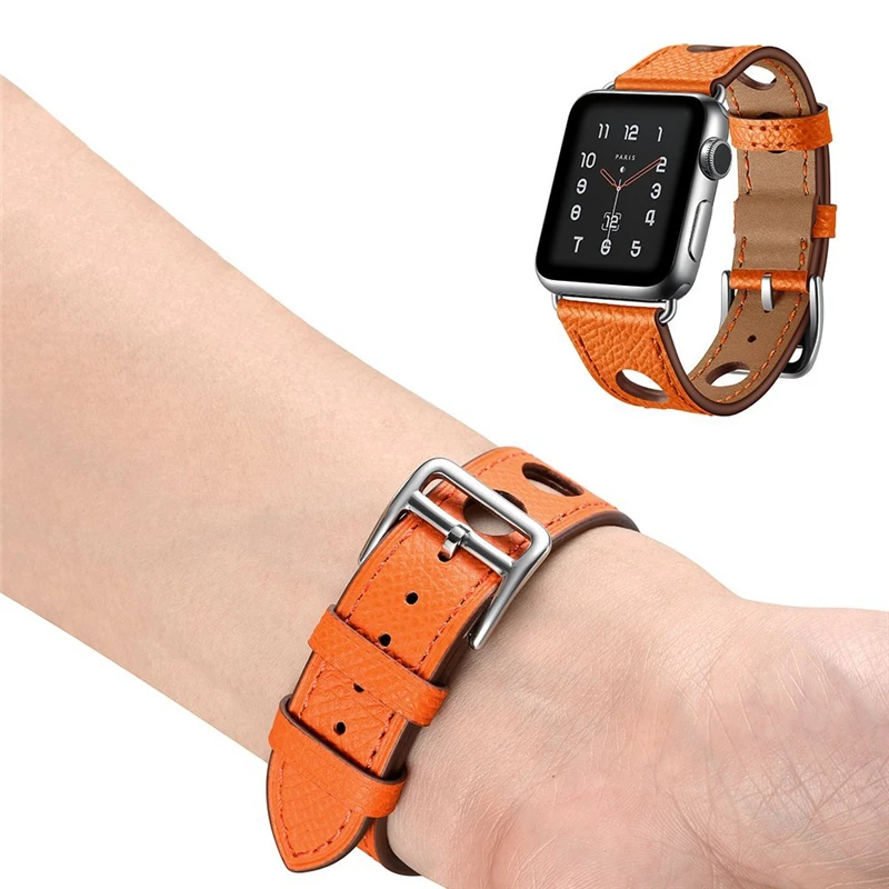 Новый ремешок из натуральной воловьей кожи для Apple Watch Series 5 4 3 2 1 44 мм 40 Замена iWatch