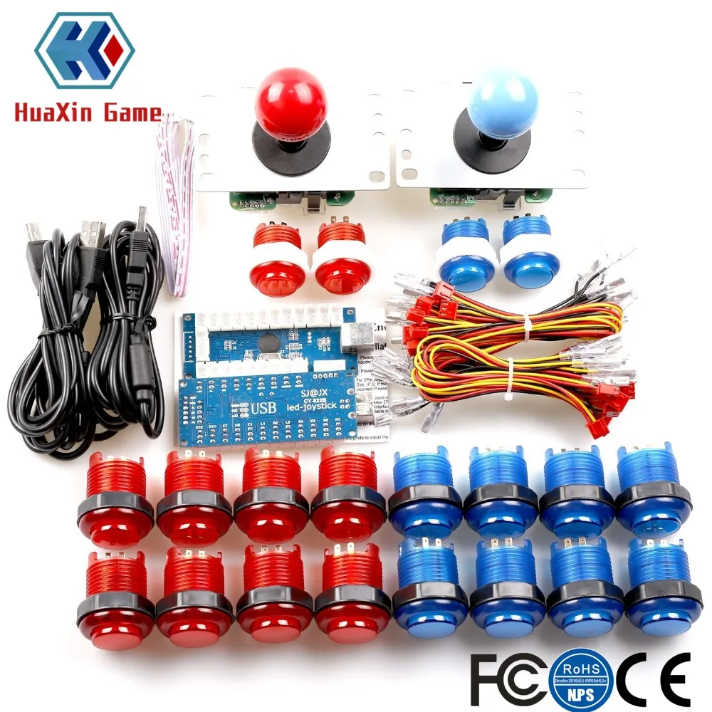 2 игрока LED аркадная игра DIY Kit USB энкодер + ДЖОЙСТИК (4/8 способ) светодиодная кнопка