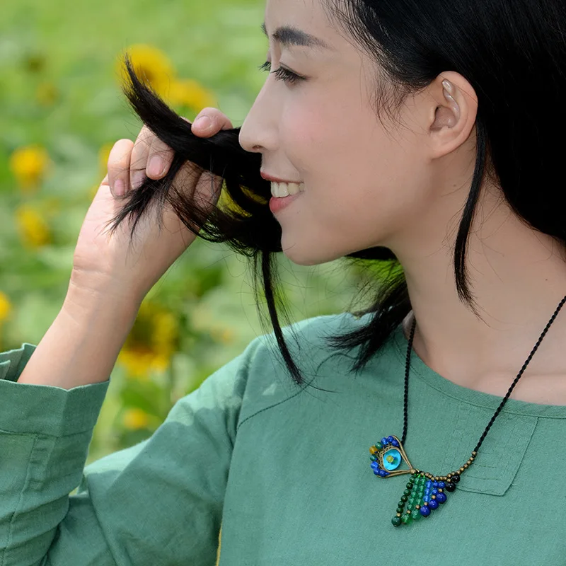 Цветное винтажное ожерелье колье-чокер этнические ювелирные изделия из камня