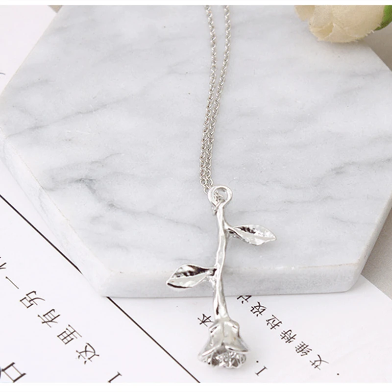 Женское Ожерелье с розовым узором в Корейском стиле однотонная металлическая