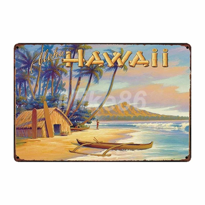 [Mike86] TIKI BAR, надпись "Алоха Гавайи", металлическая жестяная вывеска, декор для комнаты, винтажная настенная вывеска для бара, дома, отеля, 20*30 см, FG-217 - Цвет: SA 2460