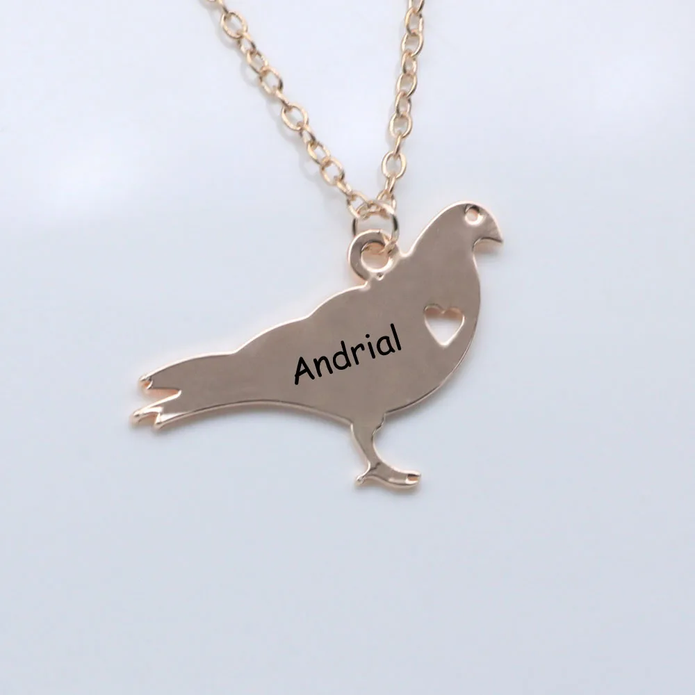 

Peace Dove Charm Necklace Fashion Copper Pigeon Jewelry Custom Any Words Best Gift For Men And Women YP0091