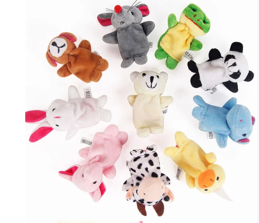 10pc animal Детская плюшевая игрушка, пальчиковые куклы, реквизит для рассказов, 10 шт., животные или 6 шт., семейная кукла, детские игрушки, детский подарок, GYH - Цвет: 10pc animal