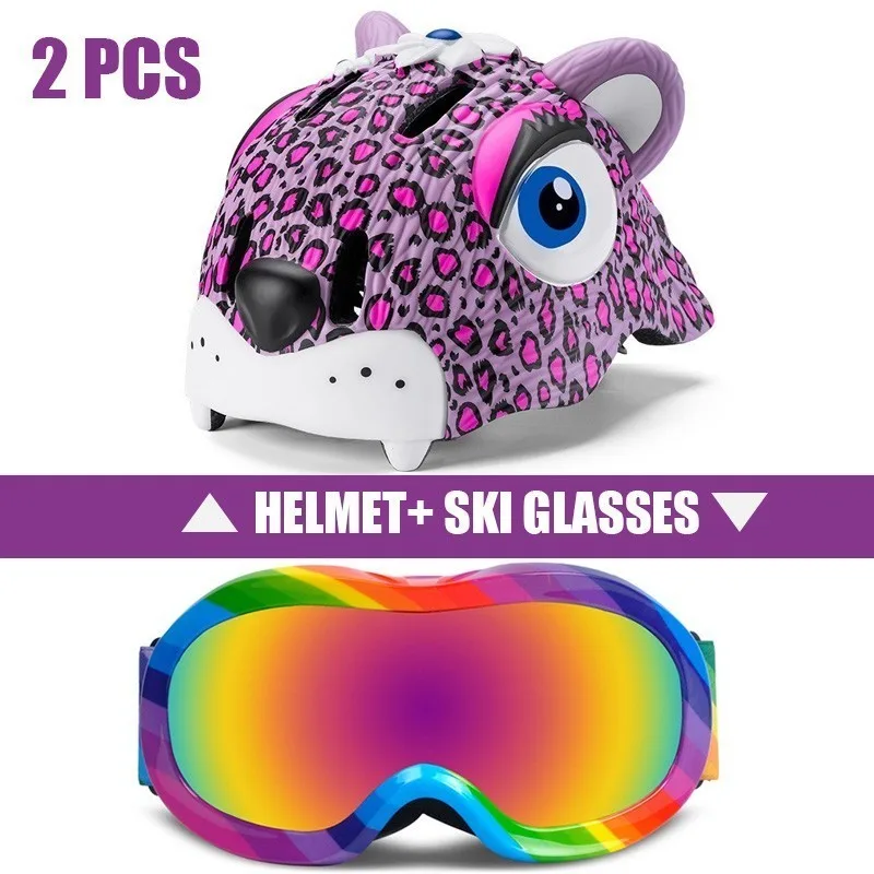 2 Pcs Ski Helmet Goggles Boys And Girls Snowboard Helmet Moto Snowmobile Skateboard Safety Helmet Mask Winter Skiing Goggles - Цвет: Color4