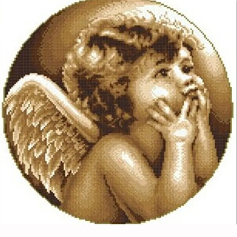DIY Handmade Needlework Cross Stitch Set Embroidery Kit Precise Printed Looking Angel Design Cross-Stitching 41 * 41cm Home | Дом и сад