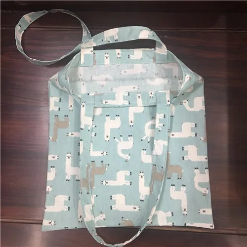 1 layer no lining YILE 1 шт. хлопок лен эко хозяйственная сумка наплечная печать Альпака светильник синий YL9128c - Цвет: 1 layer no lining