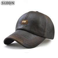 siloqin adjustable size mens pu waterproof baseball caps 2019 new style western style winter fashion simple male bone dads cap