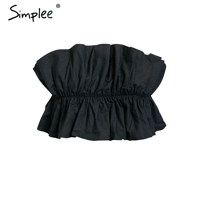 Simplee сексуальный гофрированный без бретелек короткий летний топ плиссированный