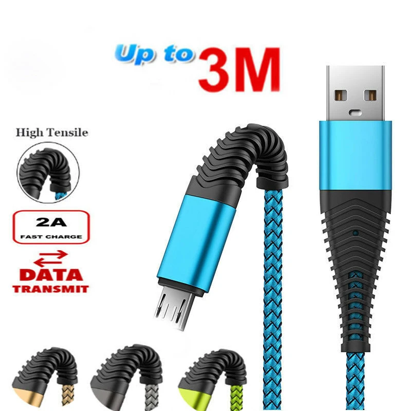 Кабель Micro USB для быстрой зарядки и передачи данных телефона 1 м 2 3 Samsung S4 S5 S6 S7 Edge