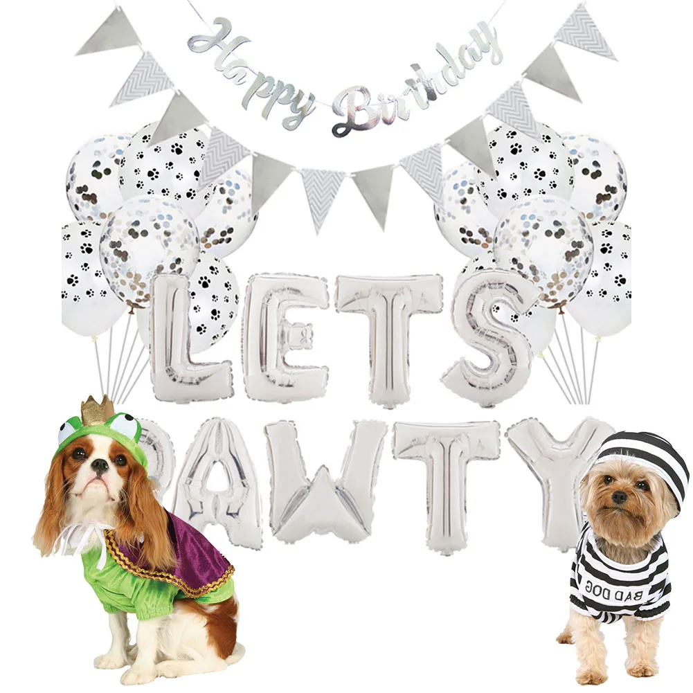 Многоразовые LETS PAWTY красочные фольга милые день рождения вечеринка фестиваль