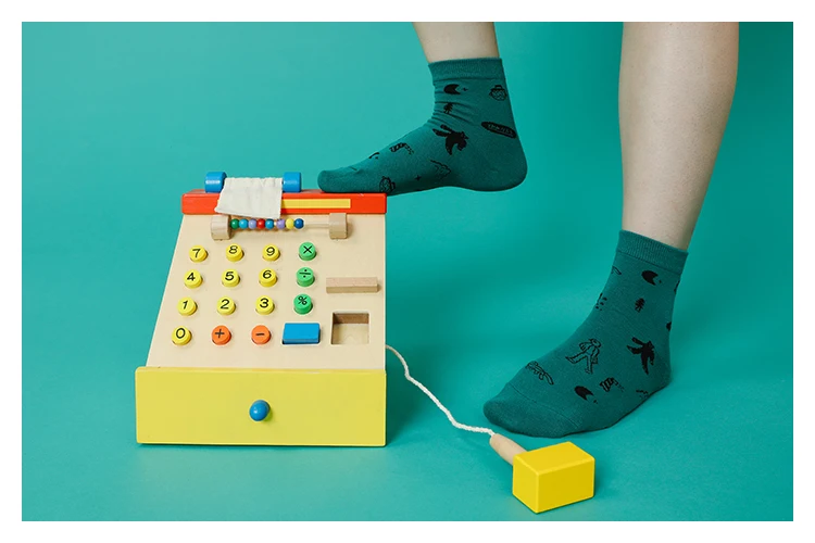 Summer New Design Women Short Socks Cartoon Yellow Green Purple Blue Sock Cotton 5 Pairs A Lot