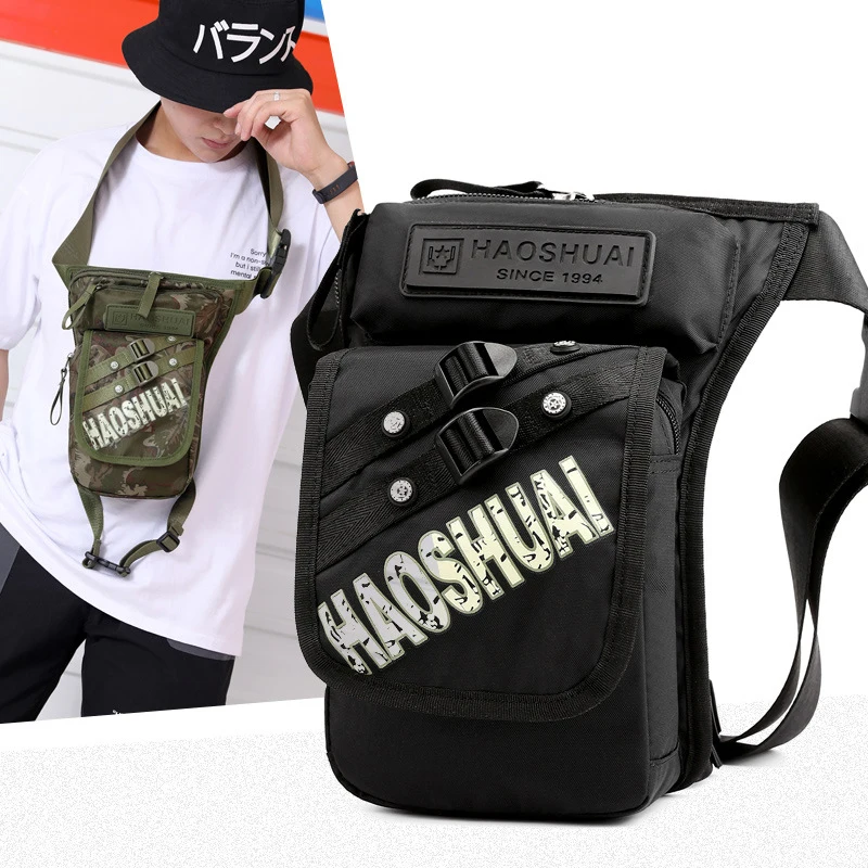 

High Quality Nylon Men Waist Fanny Pack Multi-Functional Motorcycle Riding Shoulder Bags Casual Hip Belt Male Thigh Drop Leg Bag