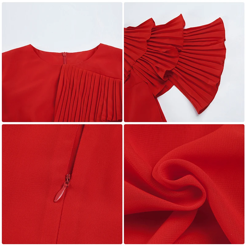 YIGELILA 62436 Fashion Women Red Ruffles Dress Solid Casual O-neck Flare Sleeve Chiffon Pleated Empire Slim Midi Length Dress
YIGELILA 62436 Fashion Women Red Ruffles Dress Solid Casual O-neck Flare Sleeve Chiffon Pleated Empire Slim Midi Length Dress