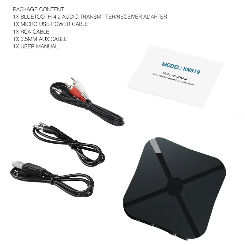 Bluetooth Wireless 2 IN 1 4.2 Receiver And Transmitter Adapter Audio With 3.5MM AUX For Home TV MP3 PC | Электроника