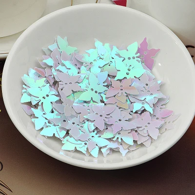 1000pcs Loose Butterfly Sequins 12*17mm PVC Sequin Flat Paillette Decoration With 2 Holes White AB Confetti | Дом и сад