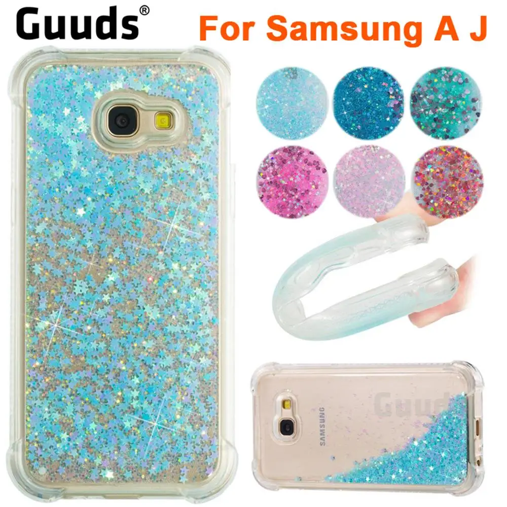 Guuds для Samsung Galaxy A3 A5 A7 A8 Plus 2018 J2 Pro J3 J5 J7 2016 2017 динамические жидкие блестки песок