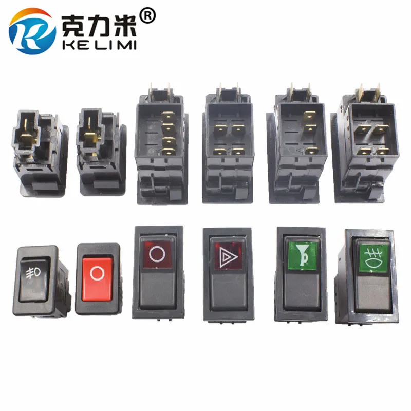 Автомобильный Стайлинг KELIMI, Модифицированная Кнопка кулисного переключателя, универсальный стоп-сигнал двигателя + larme/fan/power/стеклоочиститель/переключатель противотуманных фар с кабелем