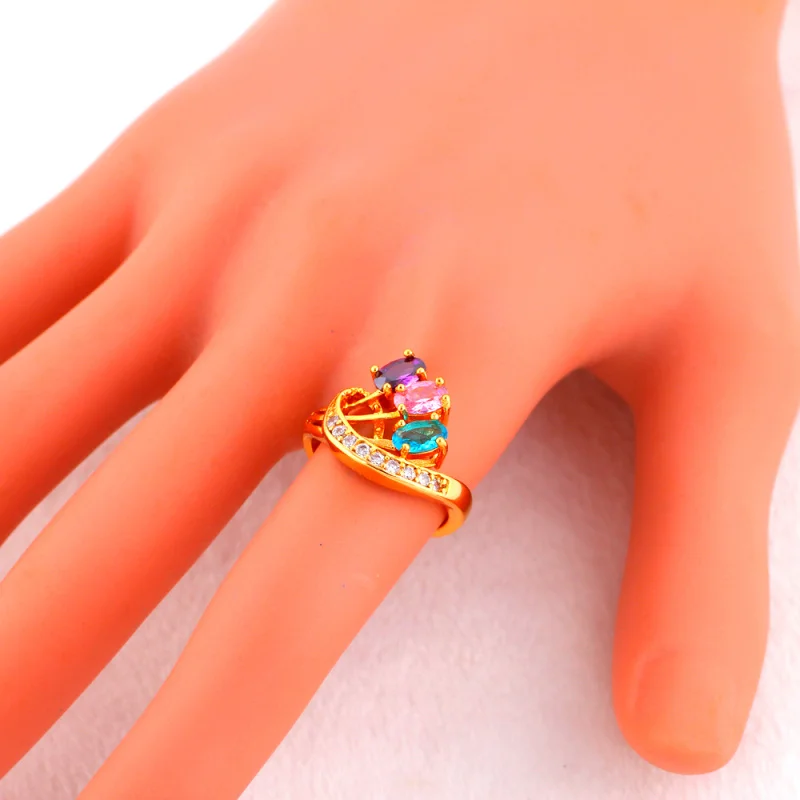Rolilason высокое качество Лидер продаж Мода Кольца для женщин Радуга Мистик Циркон