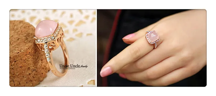 Милое розовое золото высокое качество розовый опал стразы инкрустация ретро