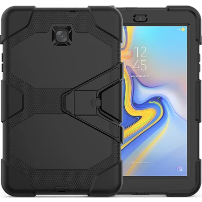 Дети Безопасный противоударный чехол для Samsung Galaxy Tab 8,0 T387 SM-T387 Tablet Heavy Duty Силикон+ PC подставка чехол принципиально+ ручка - Цвет: Черный