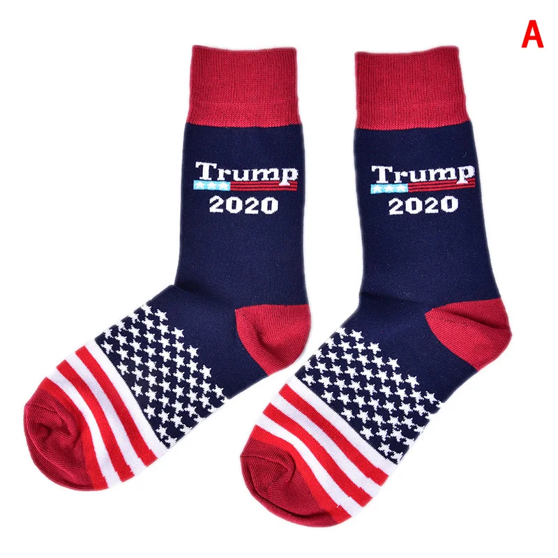 Сшитые цветные носки с принтом американского национального флага Trump 2020 мягкие