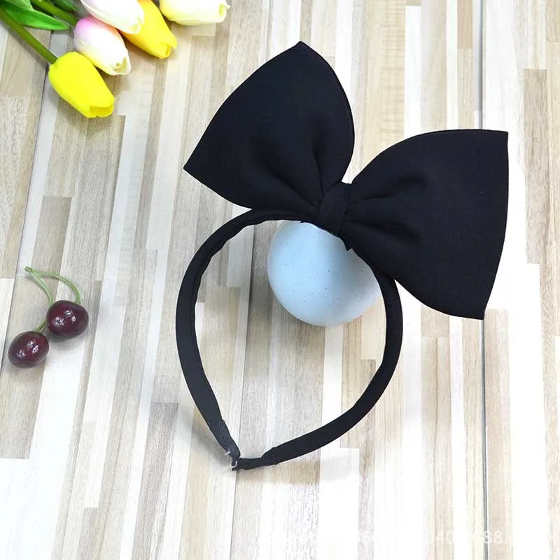 Black Bow Белоснежная повязка на голову с большим красным бантом, повязка на голову, заколка для волос, Снежная раскручивающаяся ткань, художественная лента ручной работы, вечерние аксессуары на заколках для волос - Цвет: Black Bow