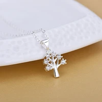 aaa crystal hollow christmas tree collar necklaces for women silver color jewelry