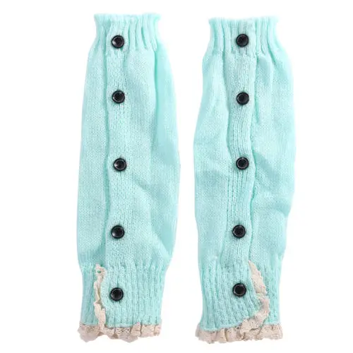 Новые милые Хлопковые вязаные гетры с кружевами и пуговицами для маленьких