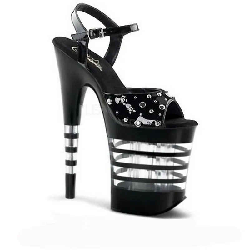 17-20 cm fashion rivet super star shoes, 8 inch heels, summer sandals striped crystal Sandals