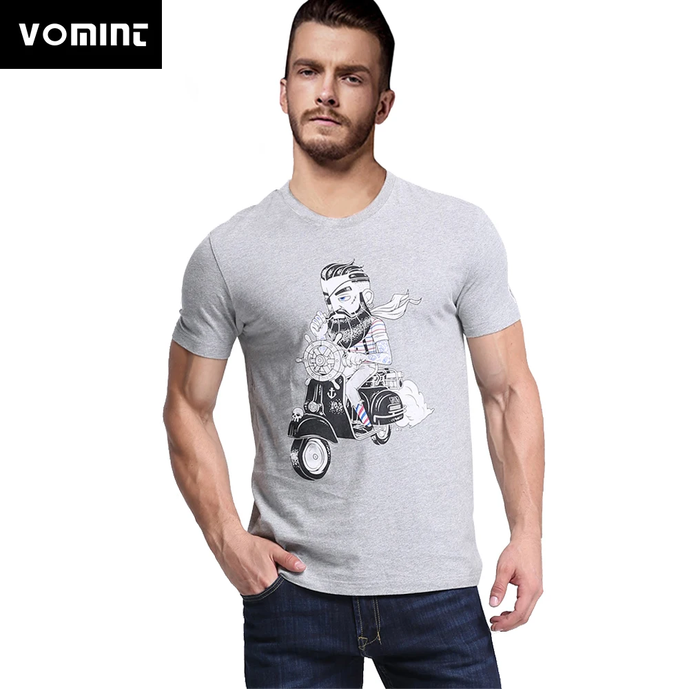Vomint Фирменная Новинка Для мужчин футболки Homme с О образным вырезом мотоцикл