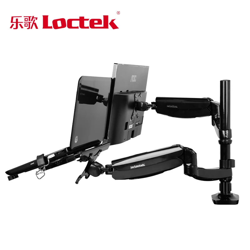 

Loctek D5F2 кронштейн для ноутбука двойного использования + держатель монитора с USB-вентилятором для ноутбука 15,6 дюйма и монитора 10-27 дюймов