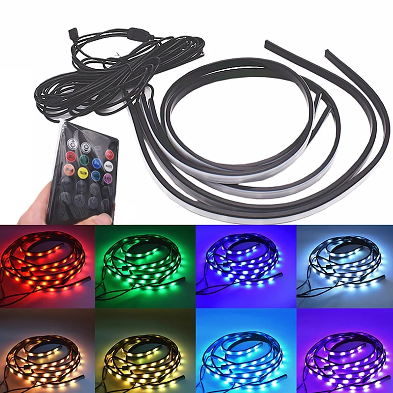 Атмосферный свет пульт дистанционного управления Голосовое управление Rgb автомобильный нижний атмосферный свет красочный шасси световой бар