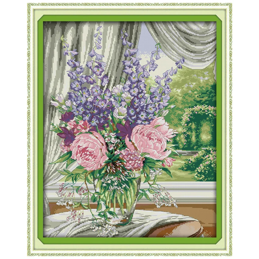 

Window Vase (2) Counted Cross Stitch 11CT 14CT Handmade Cross Stitch Set flowers Cross-stitch Kits Embroidery Needlework