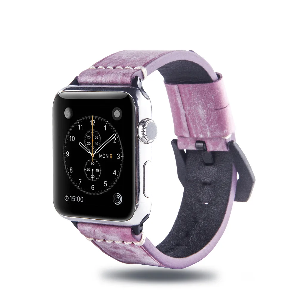 Ремешок для часов из натуральной кожи с белым воском Apple Watch 40 мм 44 38 42 браслет iWatch