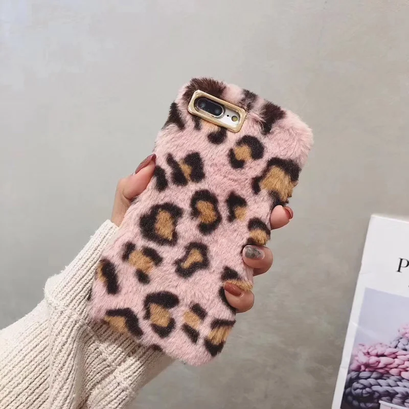 Пикантные леопардовые пушистый кролик меховой чехол для iPhone x xs max Xr плюшевые