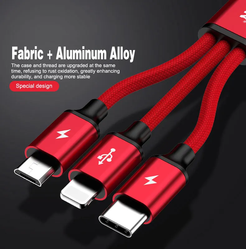 NOHON 3 в 1 type-C кабель для Apple type-C Micro USB-C кабель для iPhone 8 7 6 6S iOS 10 MacBook samsung LG быстрое зарядное устройство 2.4A
