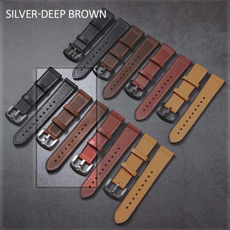 Creative Leather Silicone Watch Band 22mm Brown Black Belt for Men Watch Apple Samsung Galaxy Watch Luxury Leather Strap Belt