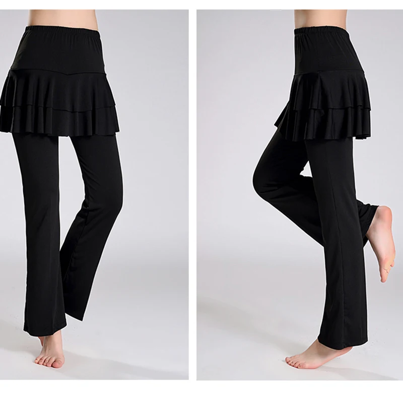 

Women Latin Dance Skirt Pants L-4XL Plus Size Yoga Fitness Latin Dance Divided Skirt 4 Style Latin Square Belly Dance Clothing