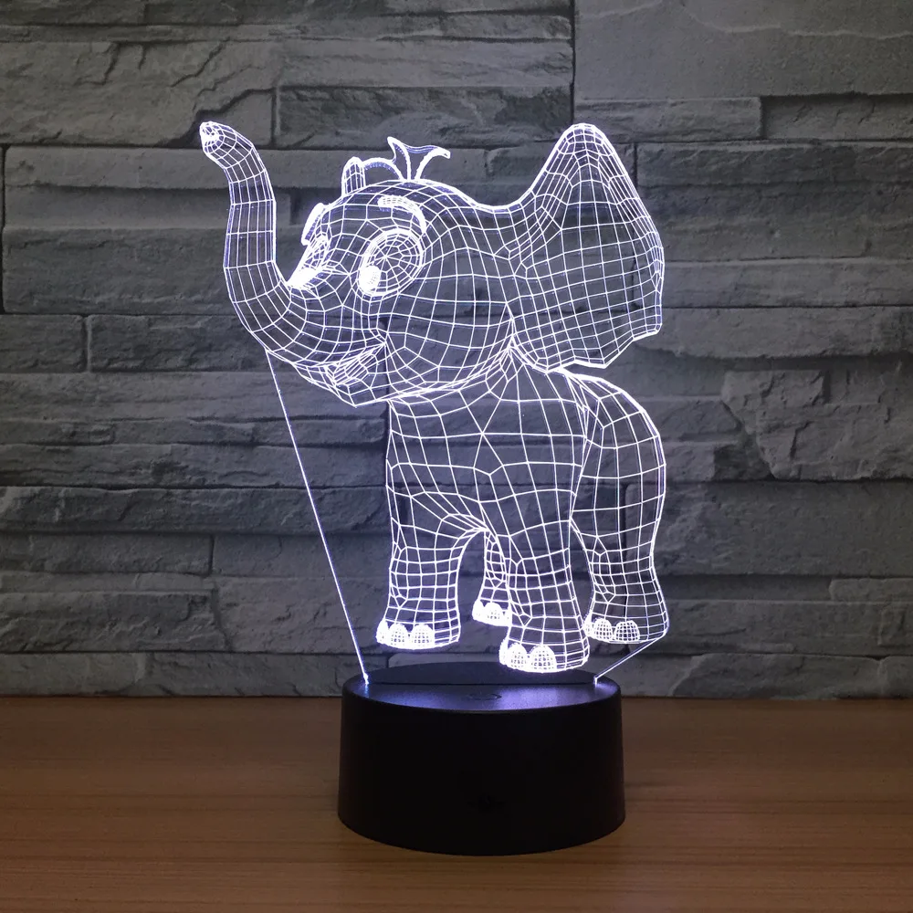 Popular style 3D small elephant figure led lamp seven color usb plug electricity creative gift to send friends wholesale Y74 | Игрушки и