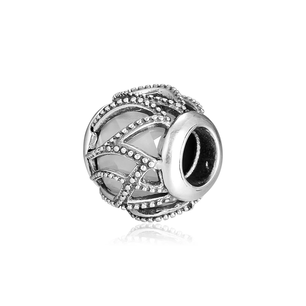 100% Стерлинговое Серебро 925 пробы стандартная Подвеска для браслета DIY белая