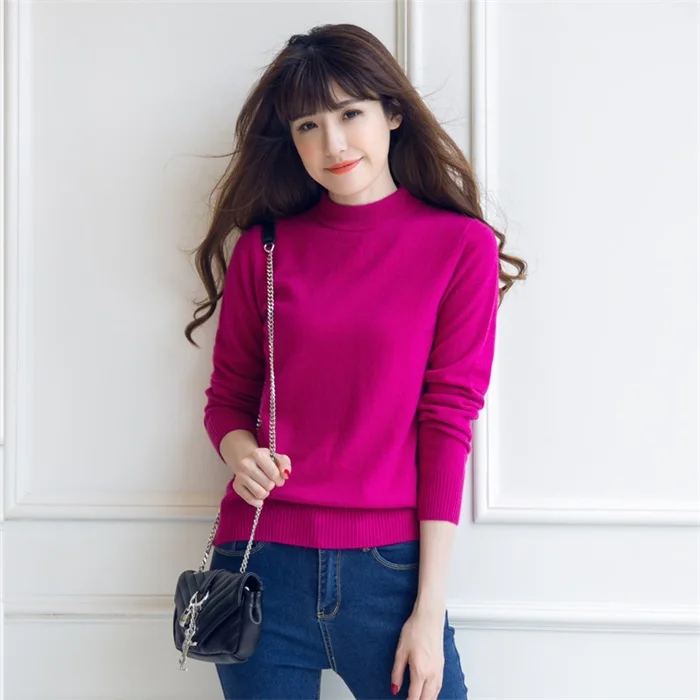 rose Red Gejas Ainyu осенне-зимние свитера Мода женские кашемировые свитера с высоким воротом свитер Женский вязаный пуловер зимние топы - Цвет: rose Red